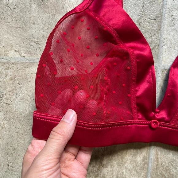 Intimissimi Bra 32B Wireless Red Polka Dot Sheer Romantic Feminine Maximalist - Picture 2 of 5